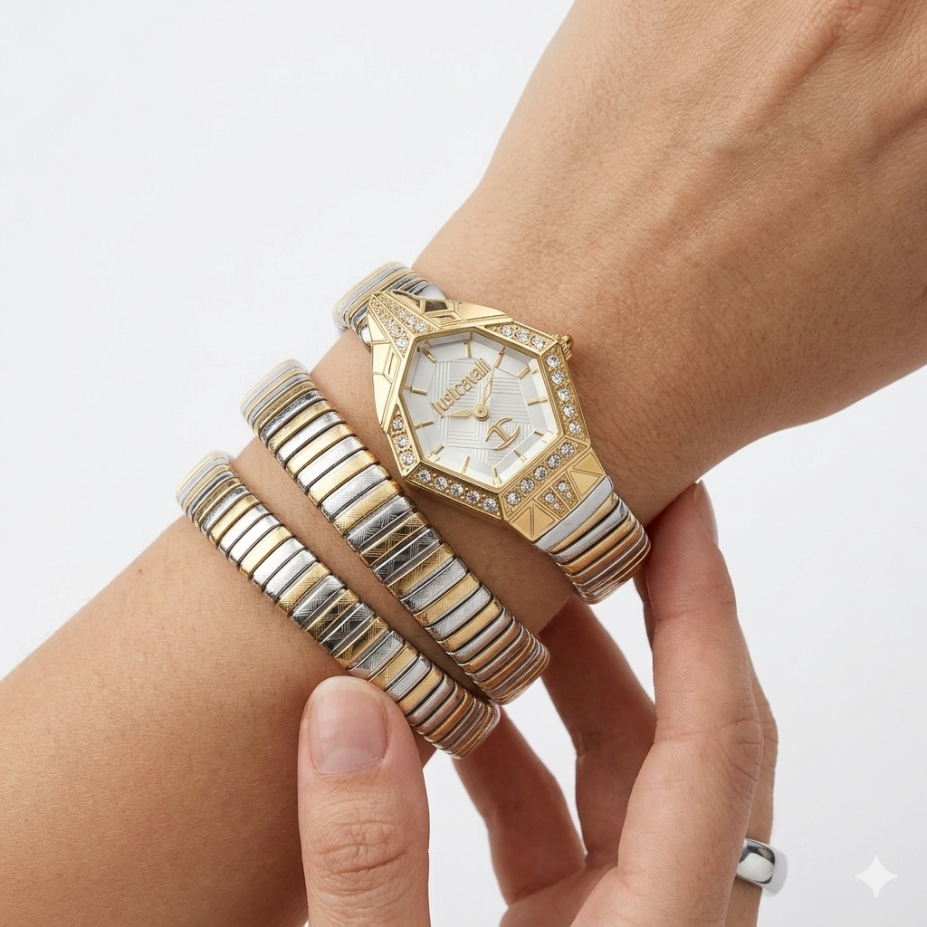 Just Cavalli Serpenti Two-Tone Wrap Around Women's Watch 🐍✨⌚