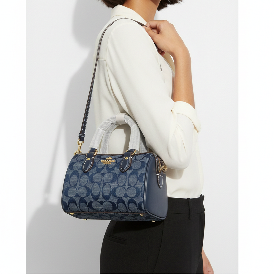 Coach Signature Denim Micro Rowan Satchel Bag 👜✨💙
