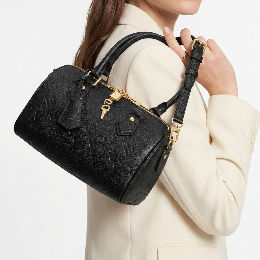 Louis Vuitton Monogram Empreinte Speedy Bandoulière 25 in Black Leather 👜🖤✨