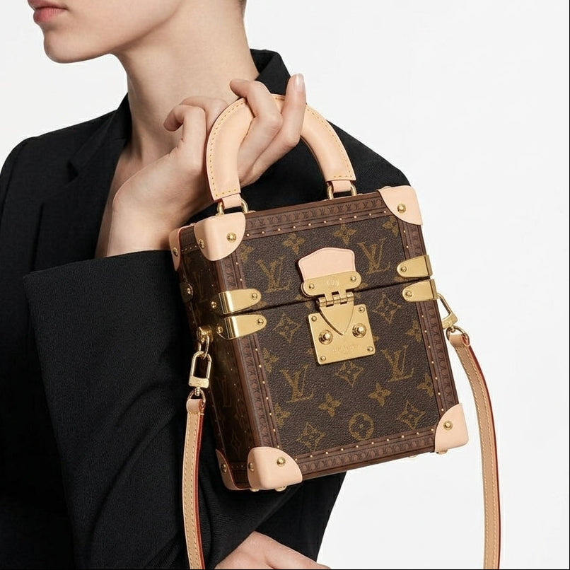 Louis Vuitton Monogram Camera Box Bag with Gold Tone Hardware