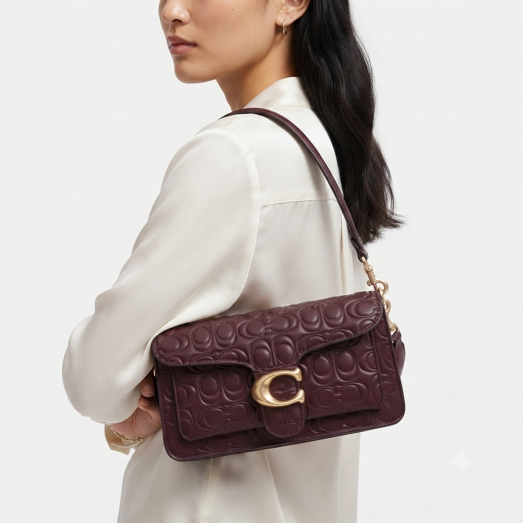 Coach Signature Embossed Leather Shoulder Bag