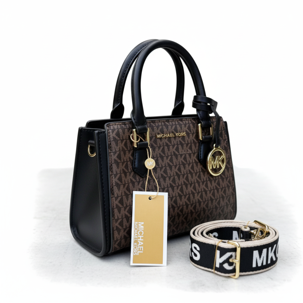 Michael Kors Mercer Extra-Small Signature Satchel Brown Black 🤎👜✨
