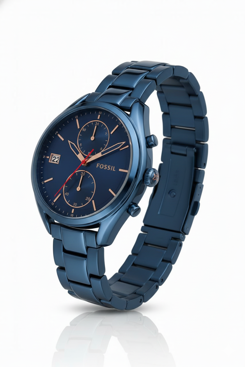 Fossil Men's Blue Chronograph Stainless Steel Watch 💙⏱️🔗