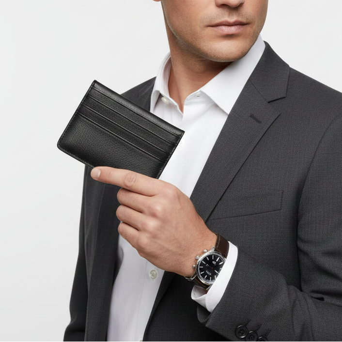HUGO BOSS Grained Leather Card Holder in Sleek Black 💼🖤✨