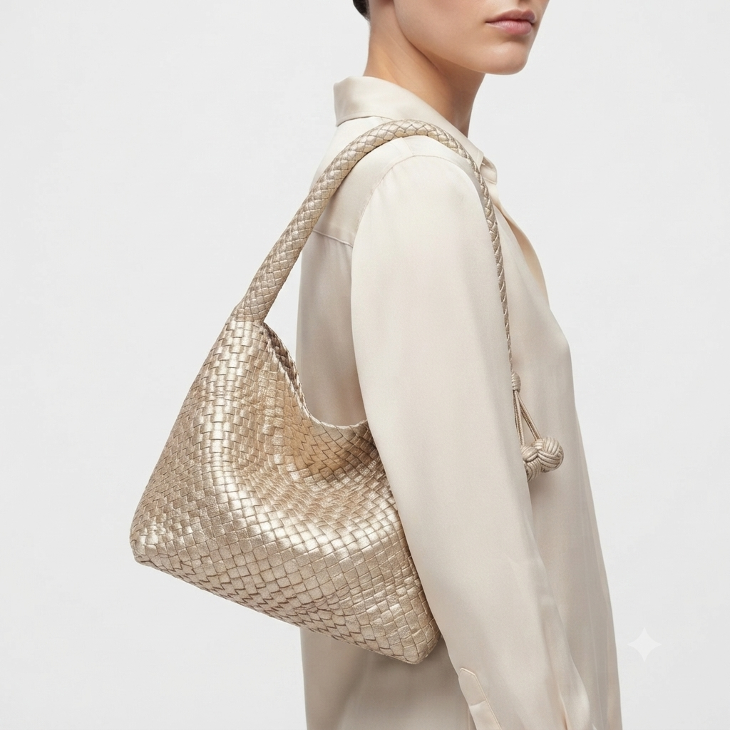 Bottega Style Woven Knot Handbag in Metallic Gold ✨👜
