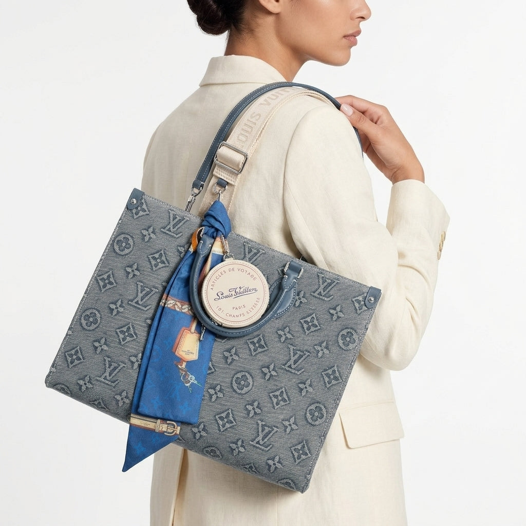 Louis Vuitton Monogram Denim Tote with Detachable Coin Purse