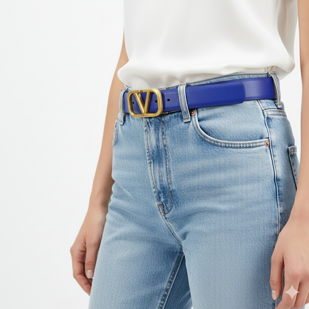 Valentino Garavani VLogo Blue Leather Belt 💙✨👜