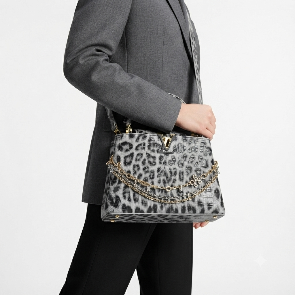 Louis Vuitton Leopard Print Chain Handle Bag