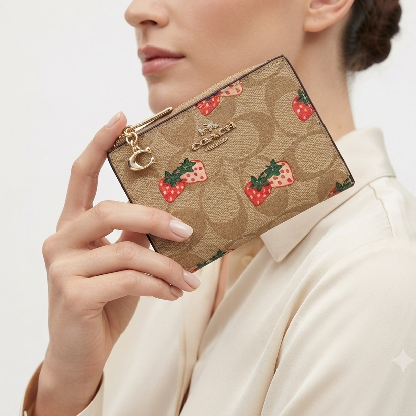 Coach Strawberry Print Signature Canvas Wallet 🍓✨
