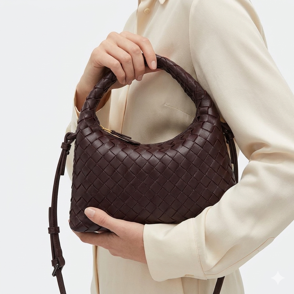 Woven Vegan Leather Crescent Crossbody Bag 👜🌿✨