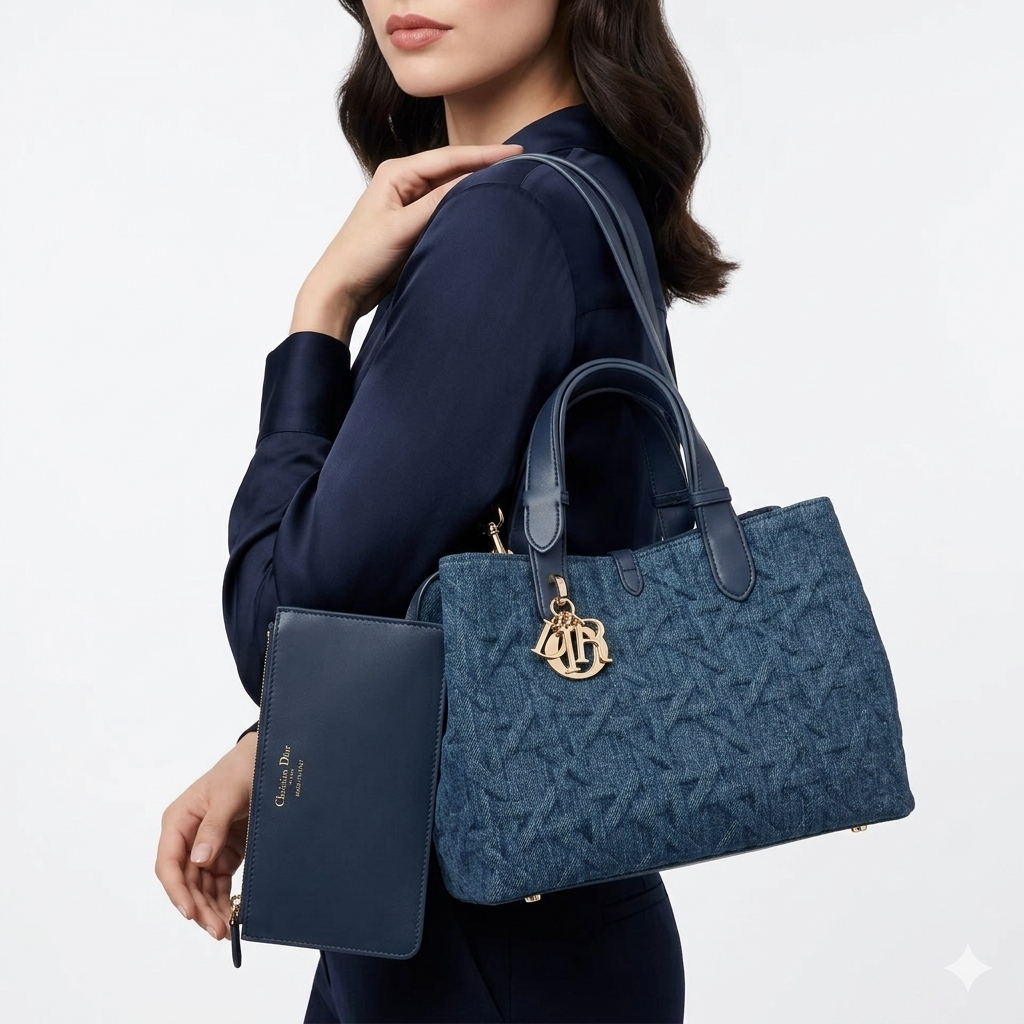 Christian Dior Toujours Bag in Blue Denim Macrocannage 👜✨💙