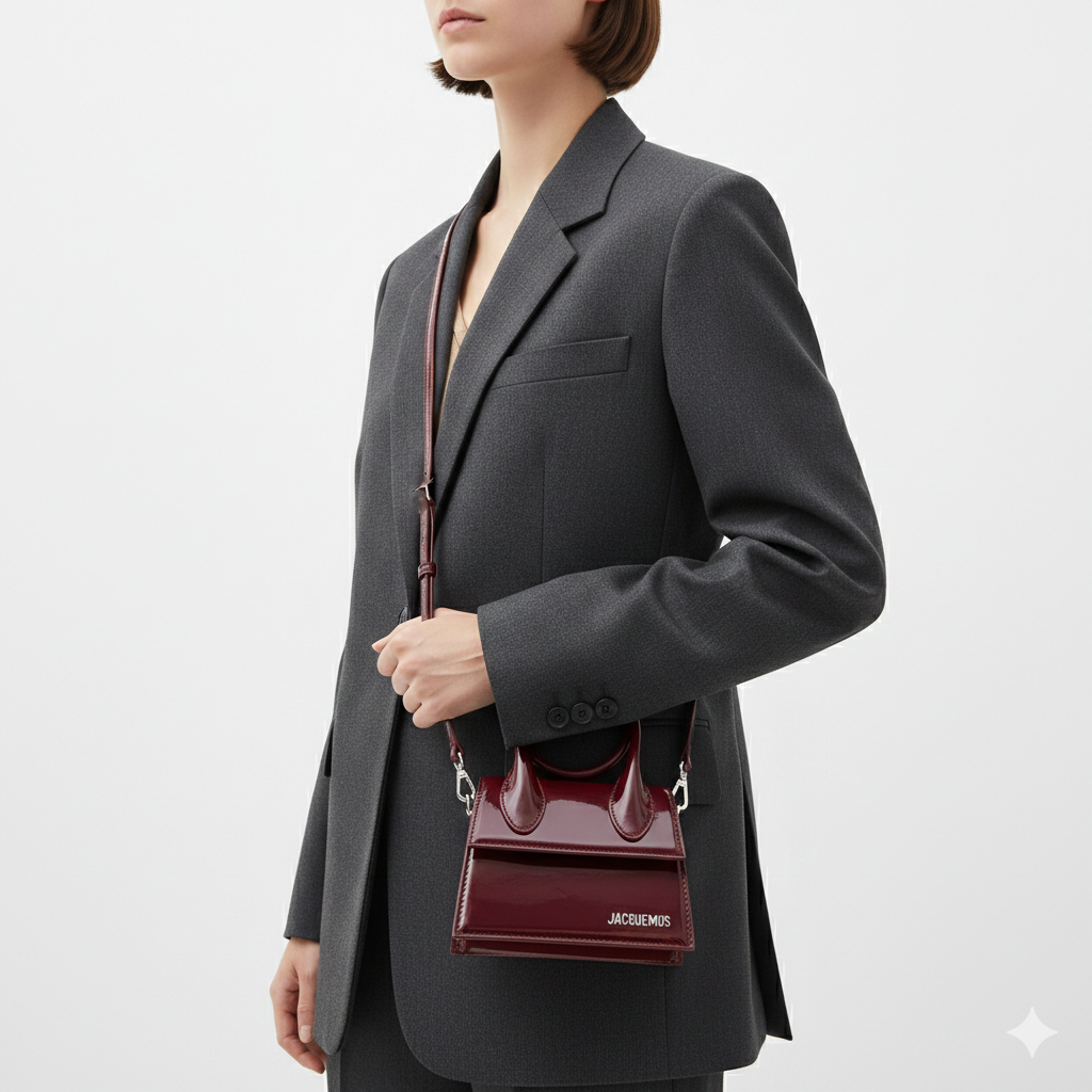 Jacquemus Le Chiquito Noeud in Burgundy Patent Leather 👜🍒✨