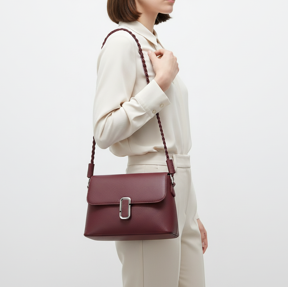 Elegant Braided Strap Flap Crossbody Bag 🍷👜✨