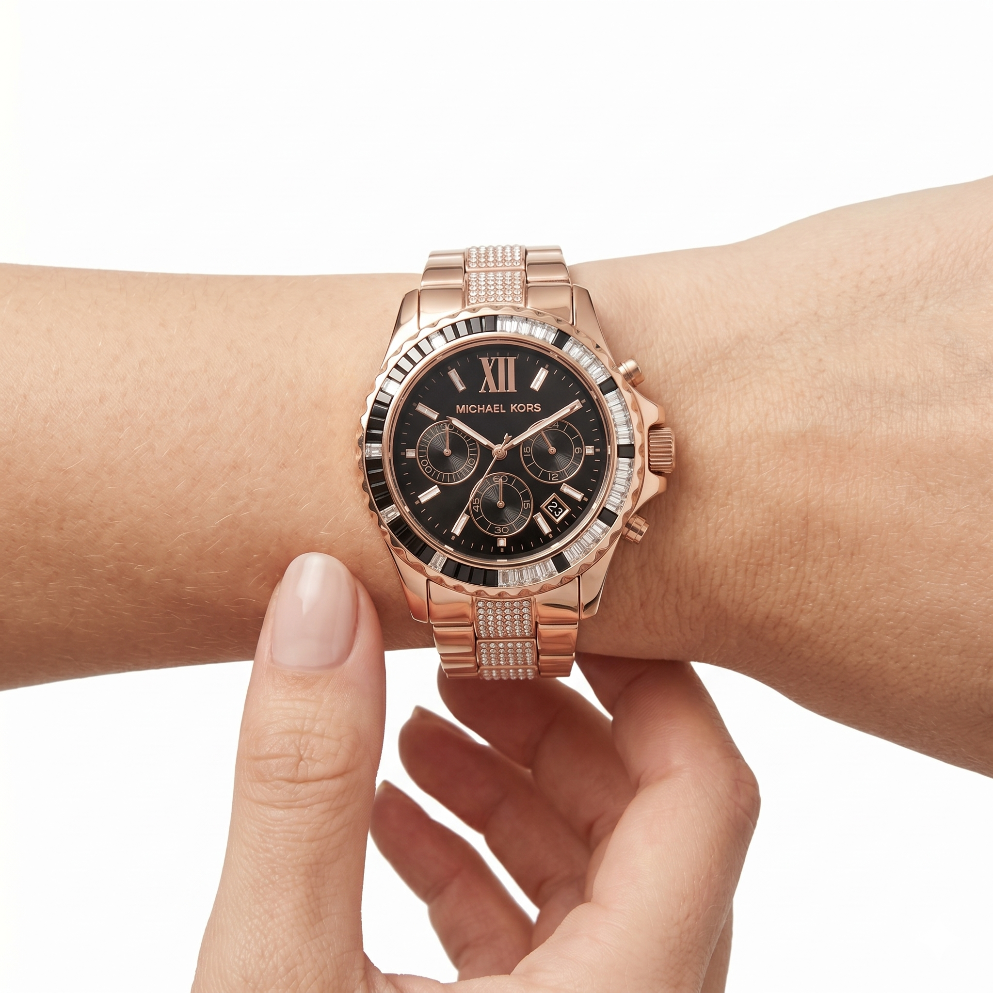 Michael Kors Rose Gold & Black Crystal Watch ⌚✨🖤