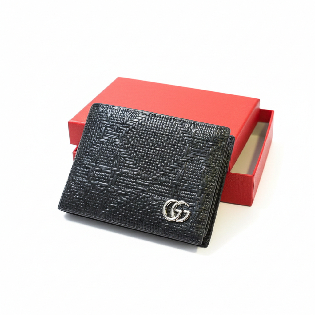 ✨ Gucci Interlocking G Black Textured Bifold Wallet 🖤💼