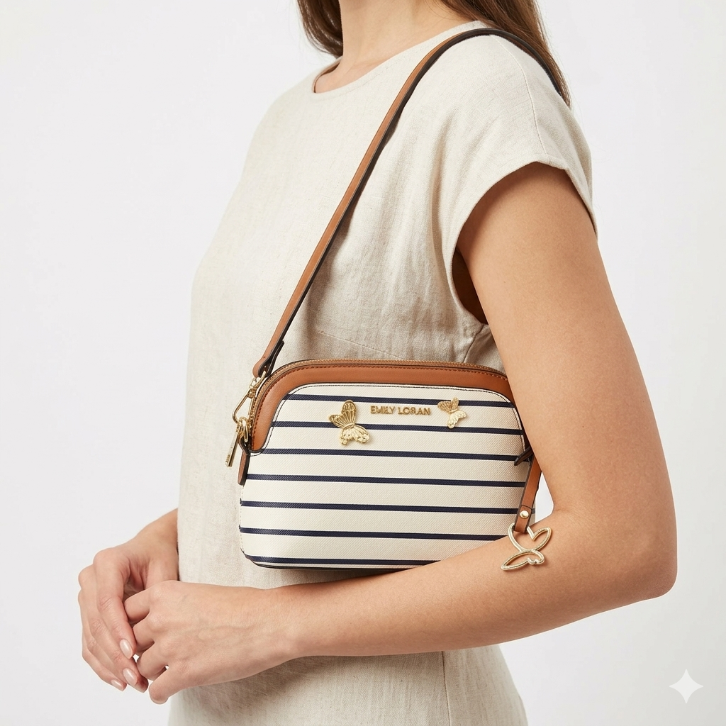 EMILY LORAN Butterfly Crossbody 🦋 in White & Gold