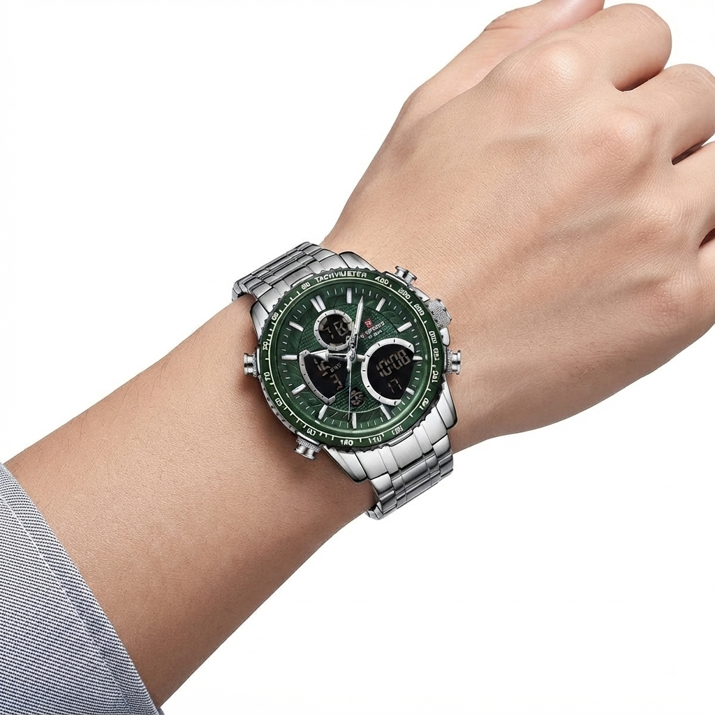 NAVIFORCE Green Dial Chronograph Sport Watch ⌚🟢✨