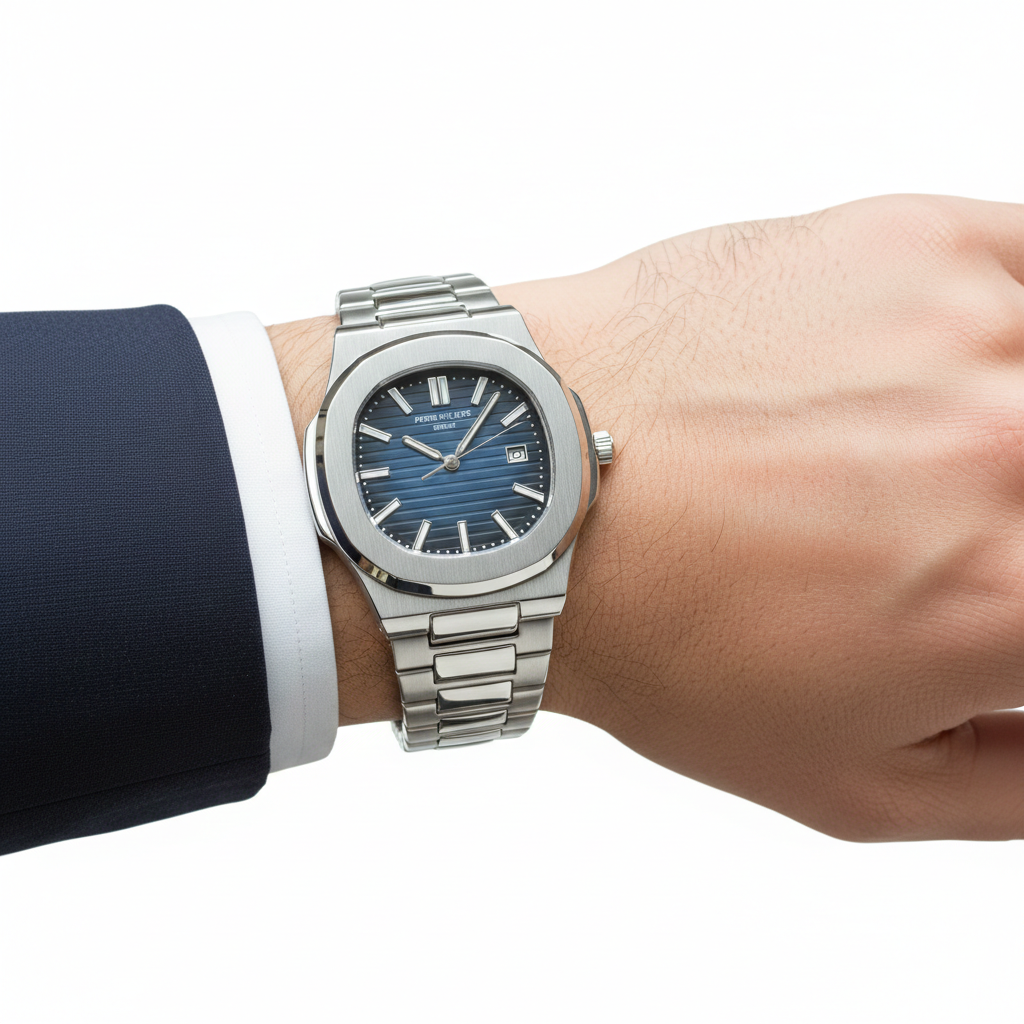 Patek Philippe Nautilus Inspired Luxury Steel Watch ⌚✨💙