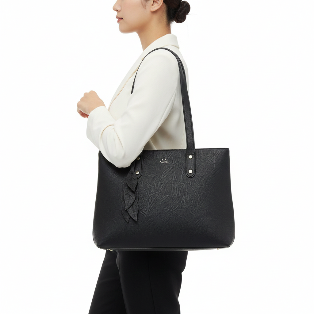 A.R. Fashion Embossed Floral Tote Bag 🖤🌿✨