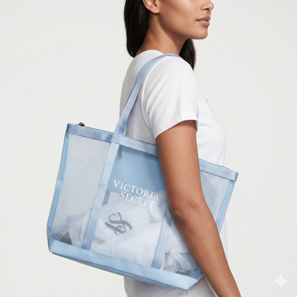 Victoria's Secret Blue Sheer Tote Bag 💙🛍️