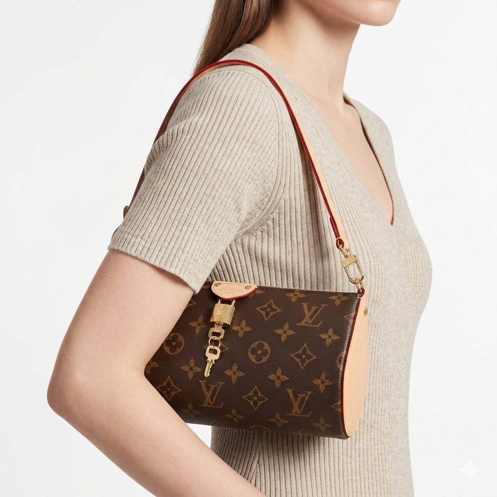 Louis Vuitton Monogram Papillon Shoulder Bag with Gold Padlock 👜✨🤎