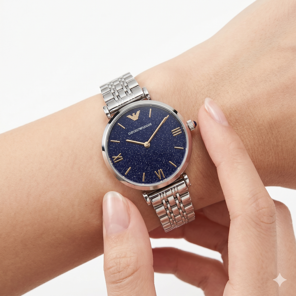 Emporio Armani Silver-Tone Stainless Steel Watch ⌚✨