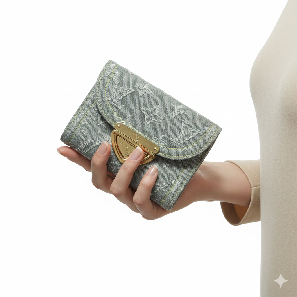 Louis Vuitton Monogram Denim Wallet with Gold Hardware 💎👜✨
