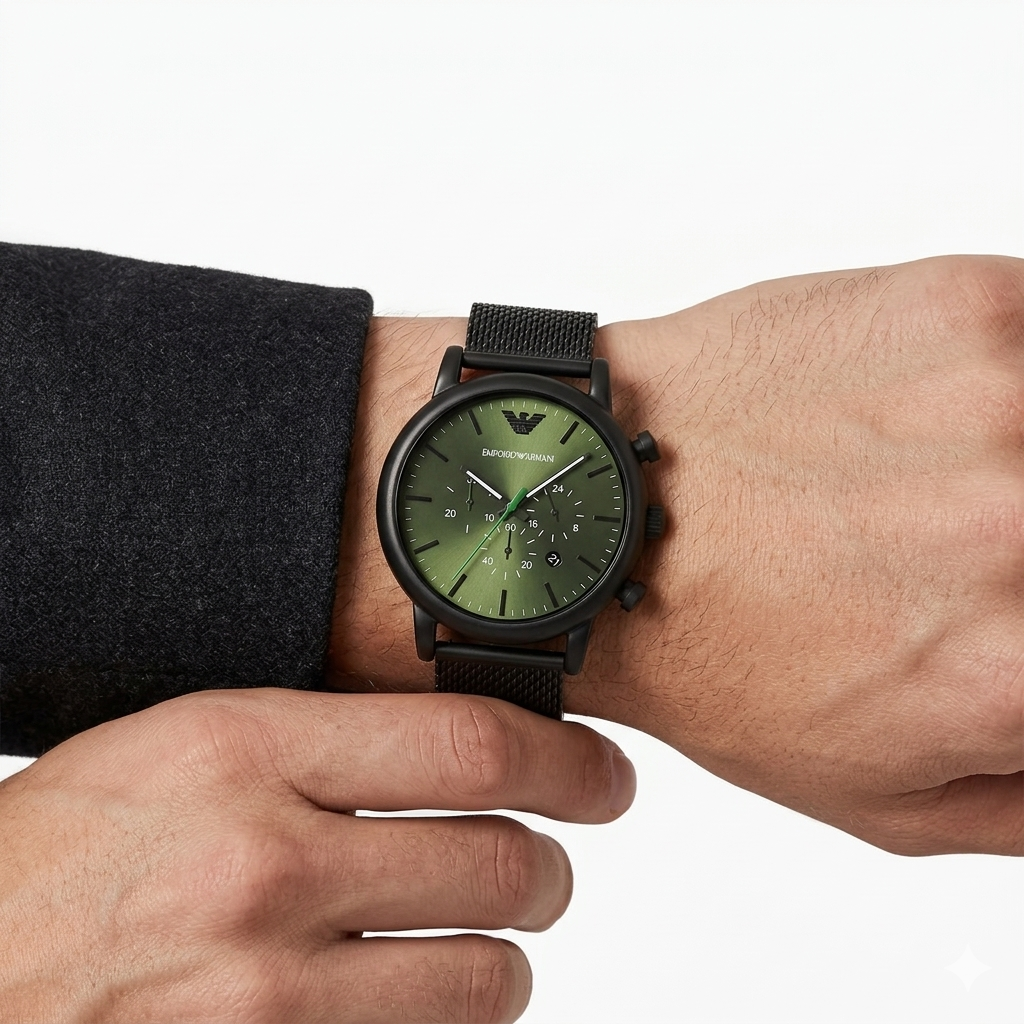 Black & Green Men's Timepiece ⌚🖤🌿