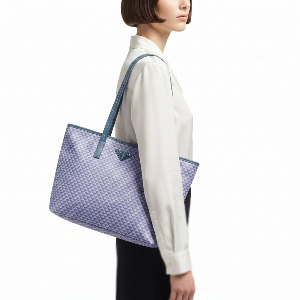 Prada Geometric Triangle Pattern Tote Bag