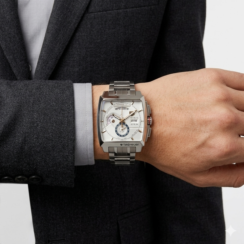 TAG Heuer Monaco Calibre 12 Chronograph Luxury Steel Watch ⌚✨💎