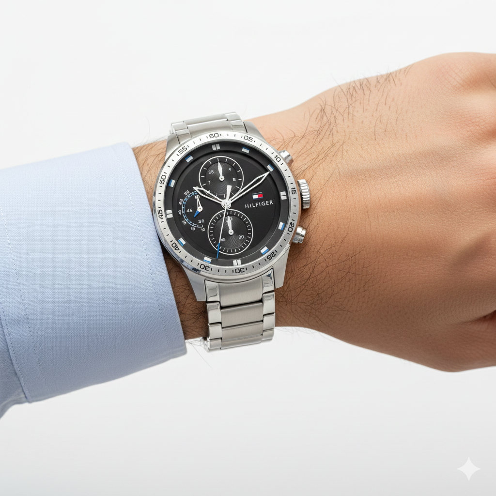 Tommy Hilfiger Men's Chronograph Silver Steel Watch ⌚️✨👔