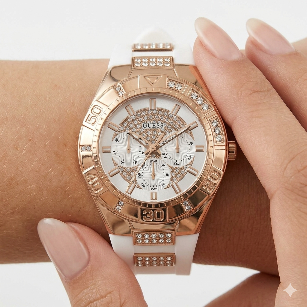 Guess Rose Gold Tone Glitz Sport Watch ⌚✨💎