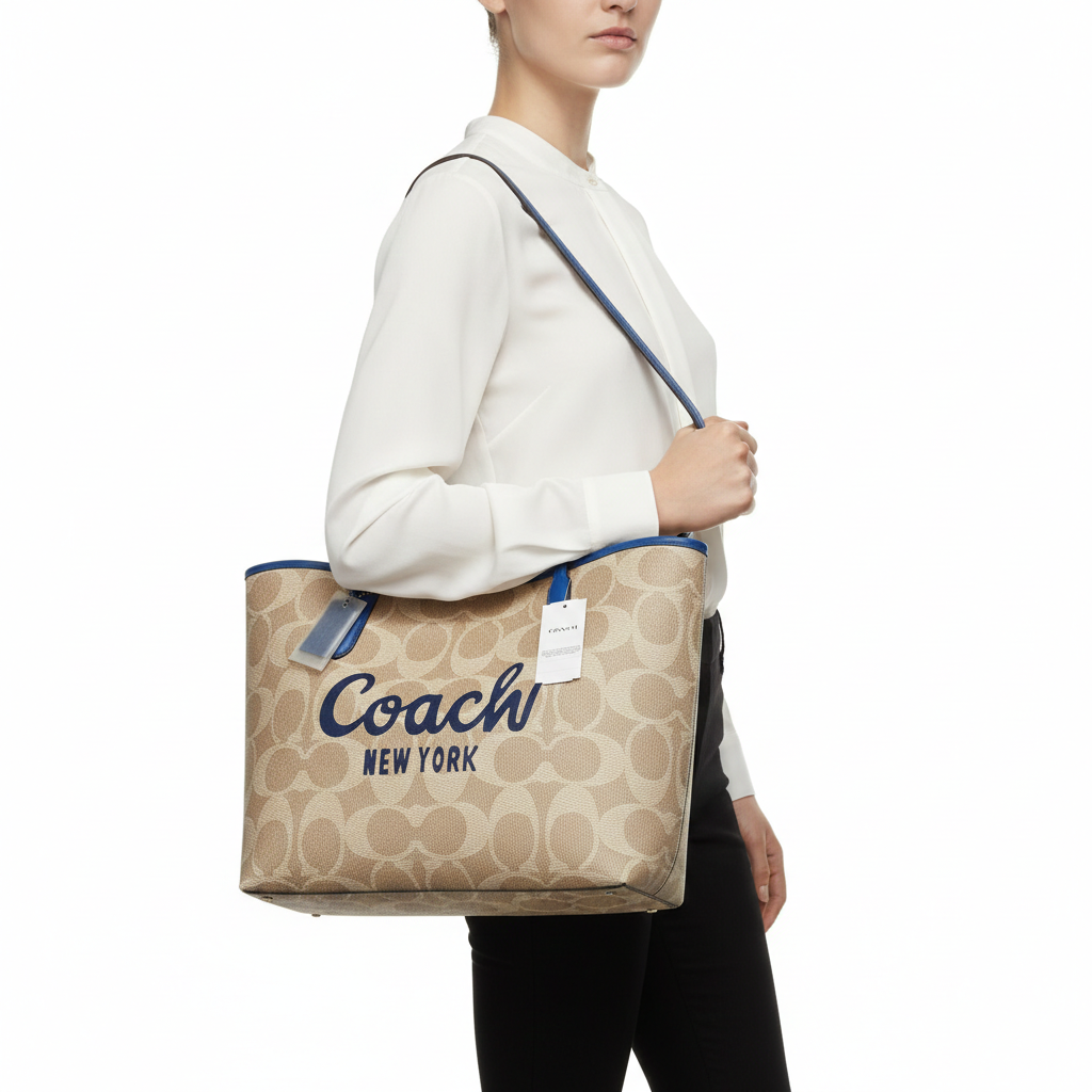 Coach Signature Script Logo Tote Bag 👜✨🗽