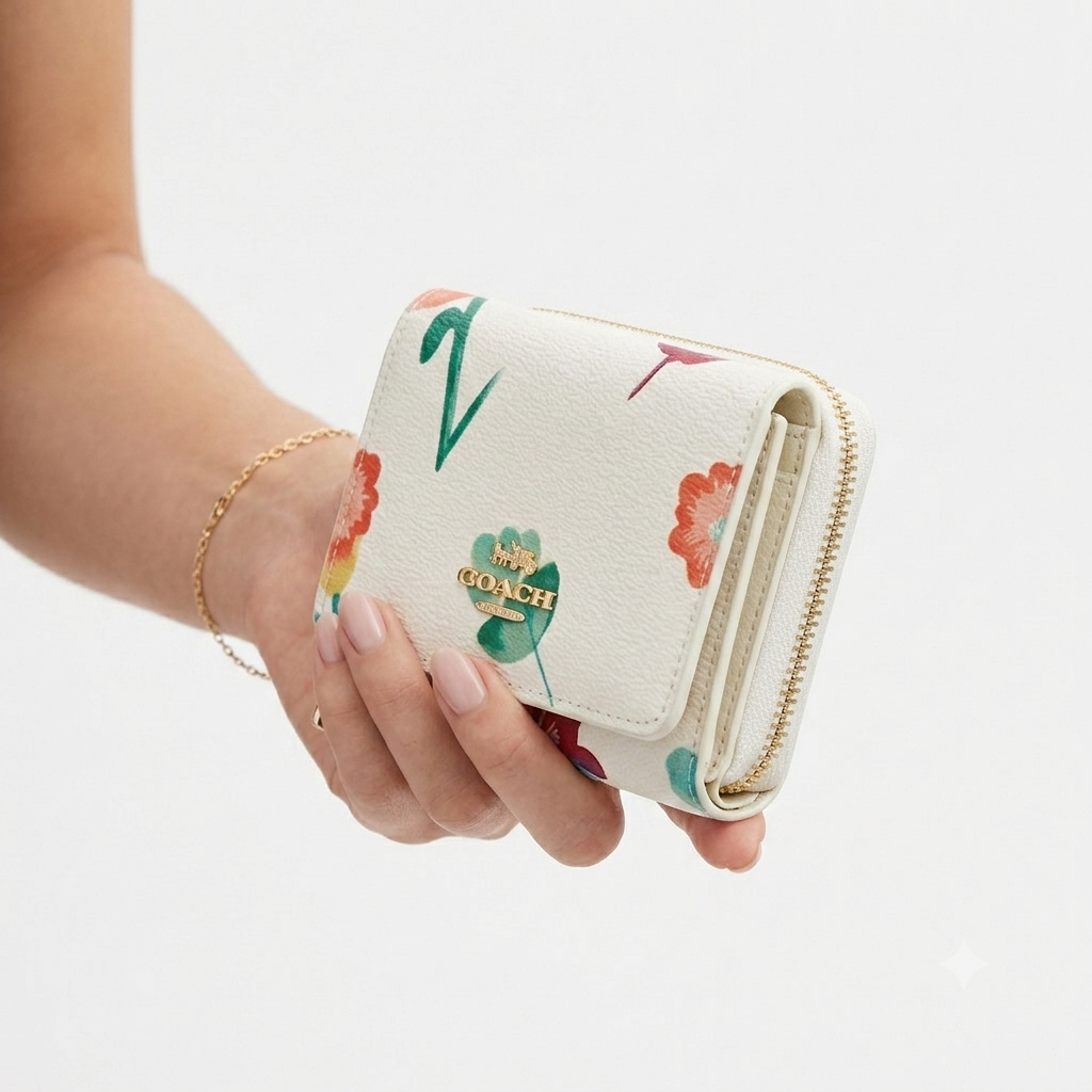 Coach Floral Print Cream Pink Wallet 🌸✨