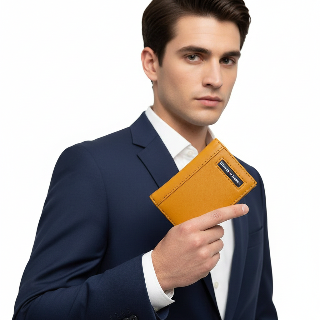 Tommy Hilfiger Men's Trifold Wallet in Tan Leather 💼 👔 🏷️