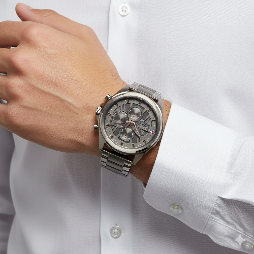 Tommy Hilfiger Multifunction Gunmetal Stainless Steel Watch ⌚🩶✨
