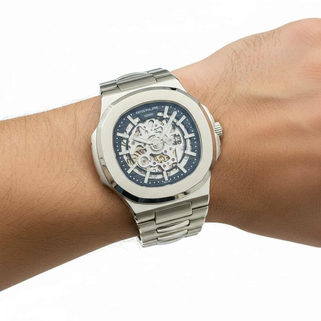 Patek Philippe Skeleton Nautilus Luxury Steel Watch ⌚✨⚙️