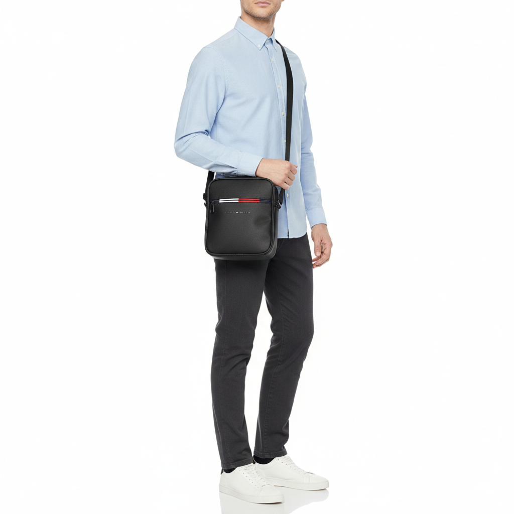 Tommy Hilfiger Essential Reporter Bag in Black Saffiano 💼 🏙️ ✨