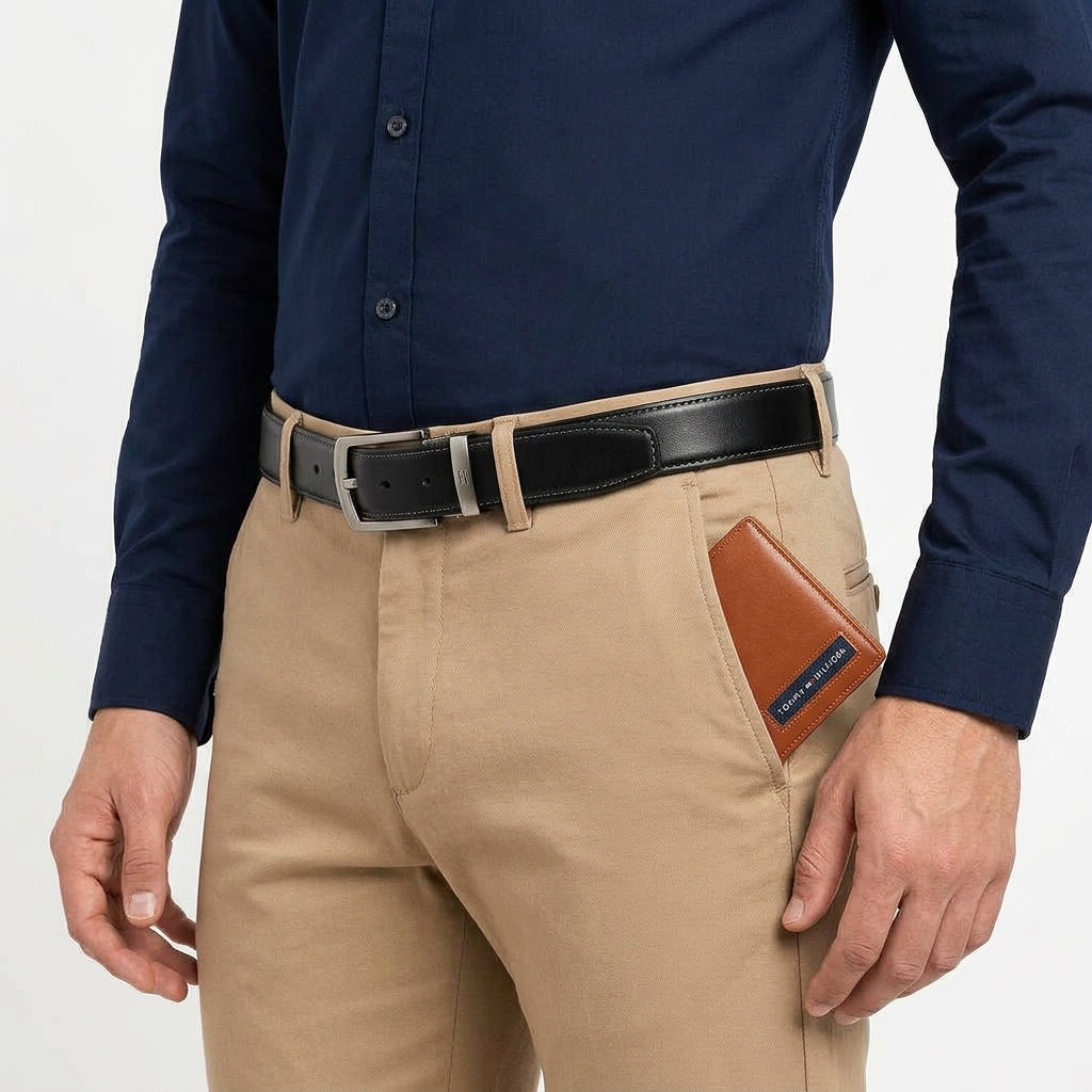 Tommy Hilfiger Signature Wallet and Double Faced Belt Gift Set