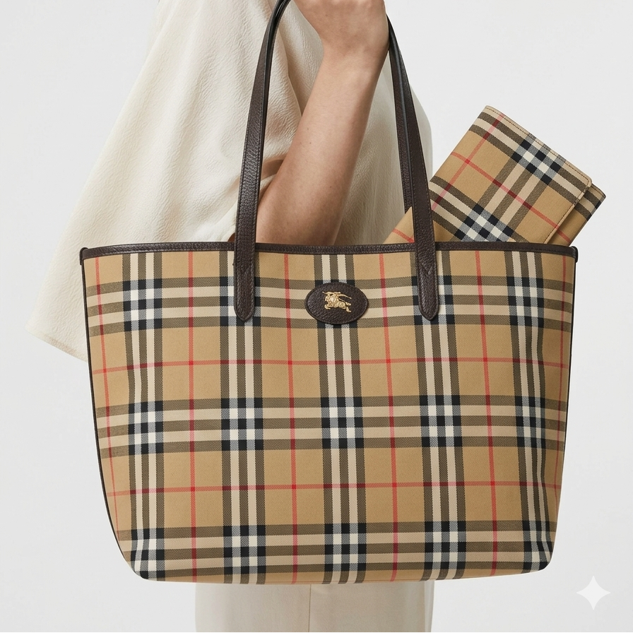 Burberry Vintage Check 3-in-1 Handbag Set with Equestrian Knight Design 👜✨🍂