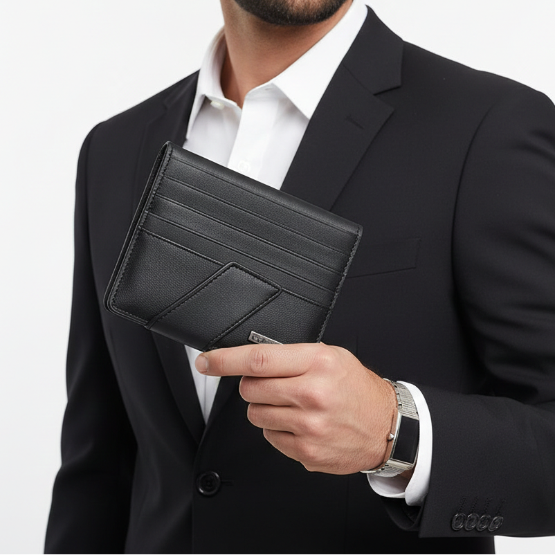 Calvin Klein Sleek Black Leather Bifold Card Case 💼✨🖤