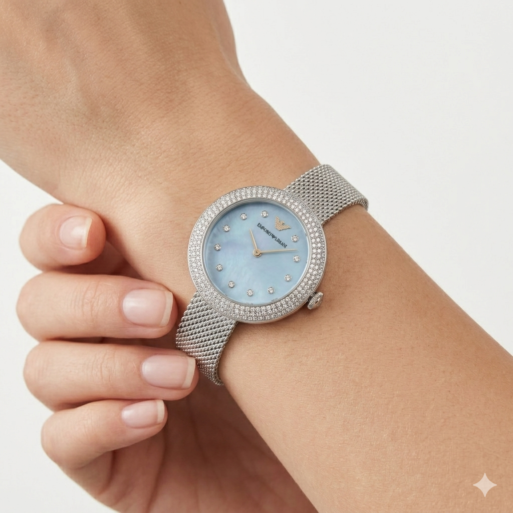 Emporio Armani Silver Crystal Accent Watch 💎✨