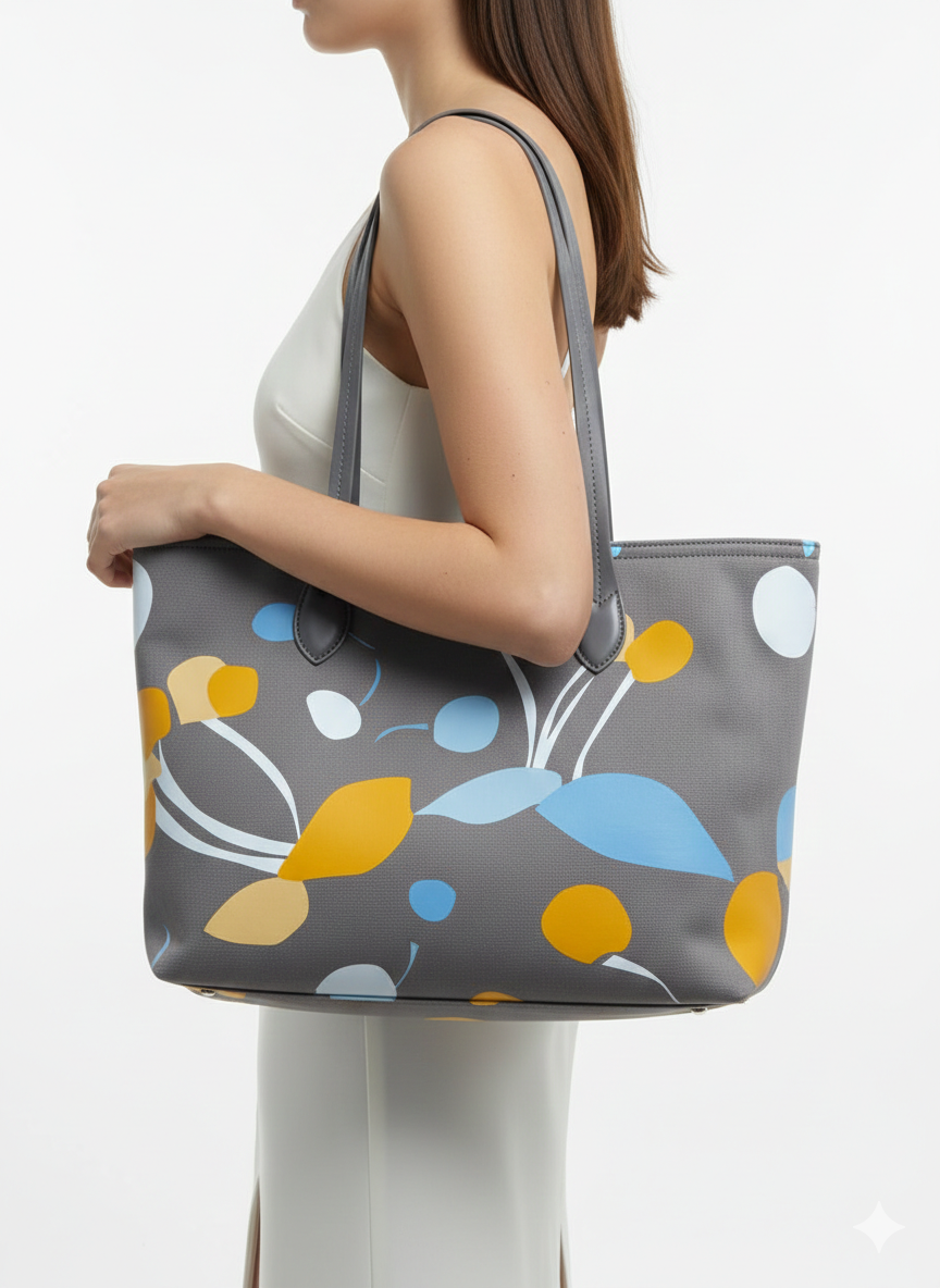 Miu Miu Floral Canvas Tote Bag in Slate Grey 🌸👜✨