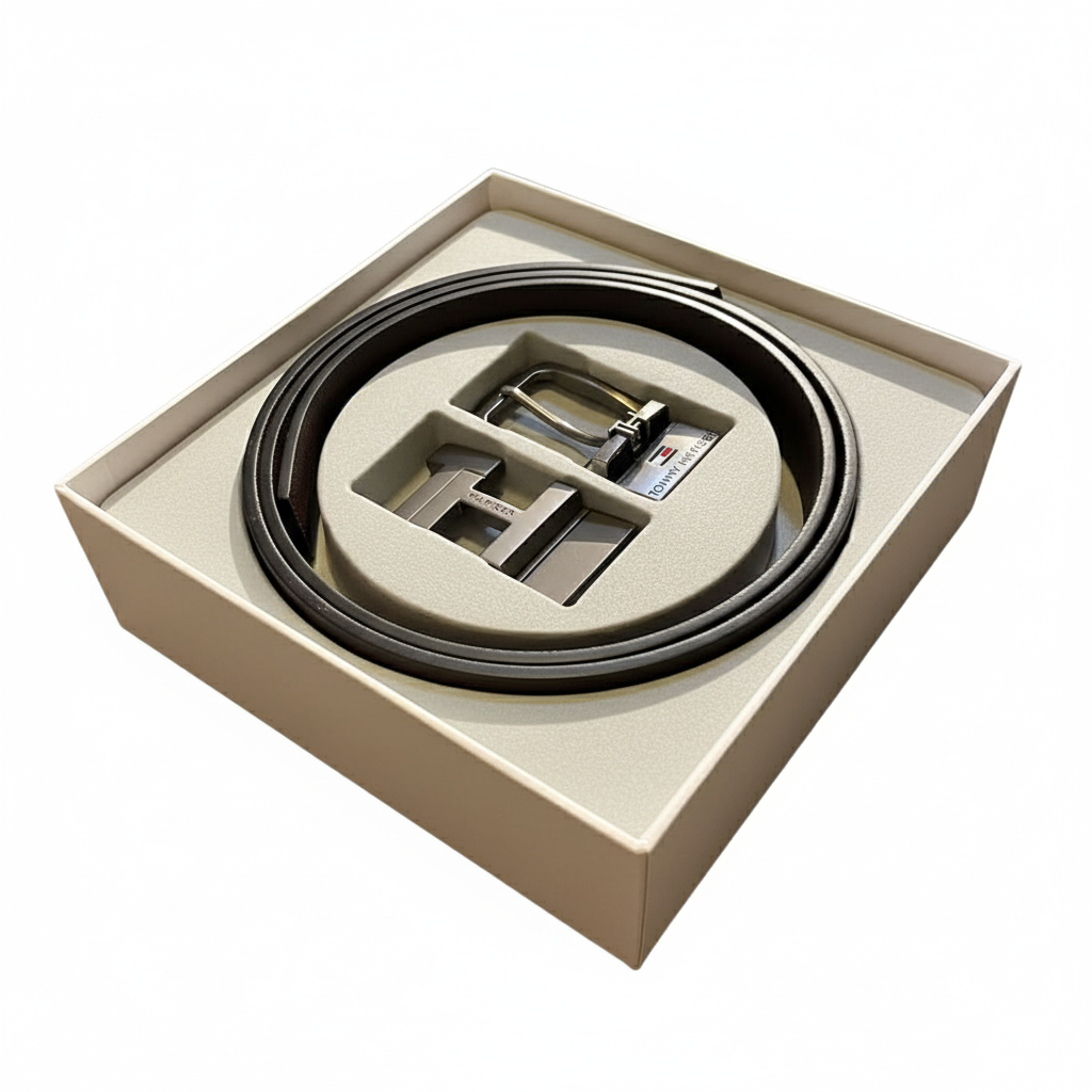 Tommy Hilfiger Men's Reversible Belt with Two Buckles 🇺🇸✨🔄