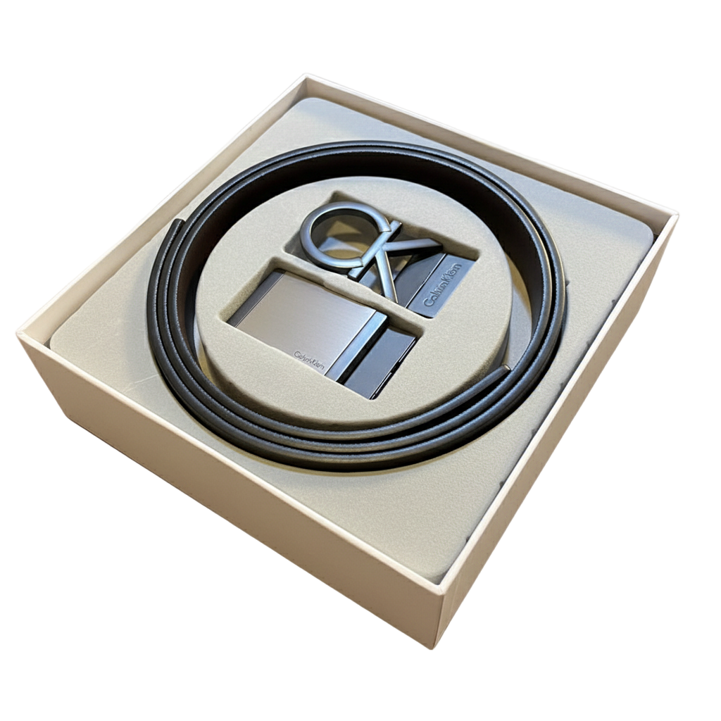 Calvin Klein Black Leather Belt Set with Interchangeable Buckles ⚫️🔲🔄