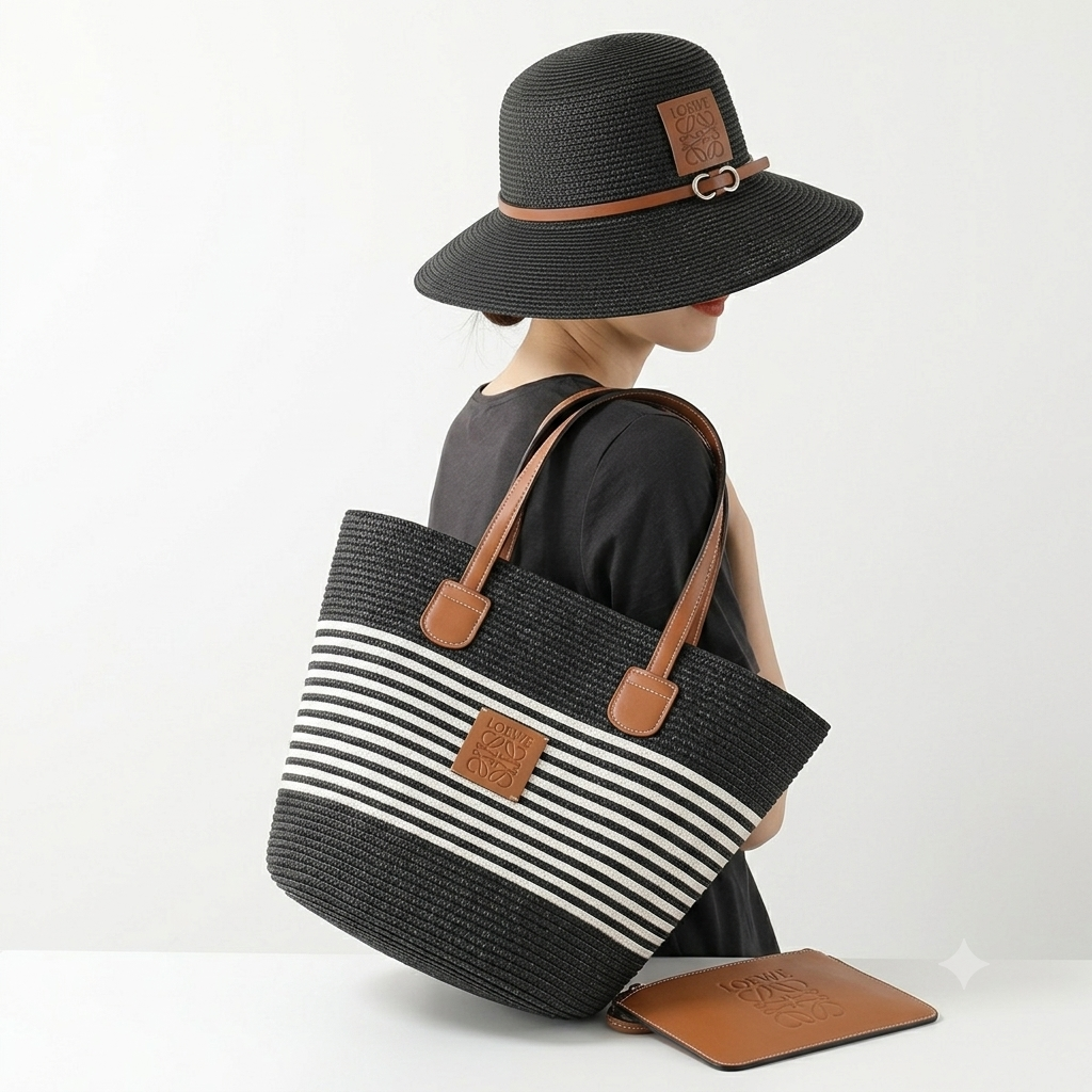 Loewe Straw Tote Bag and Matching Hat Set 👒👜
