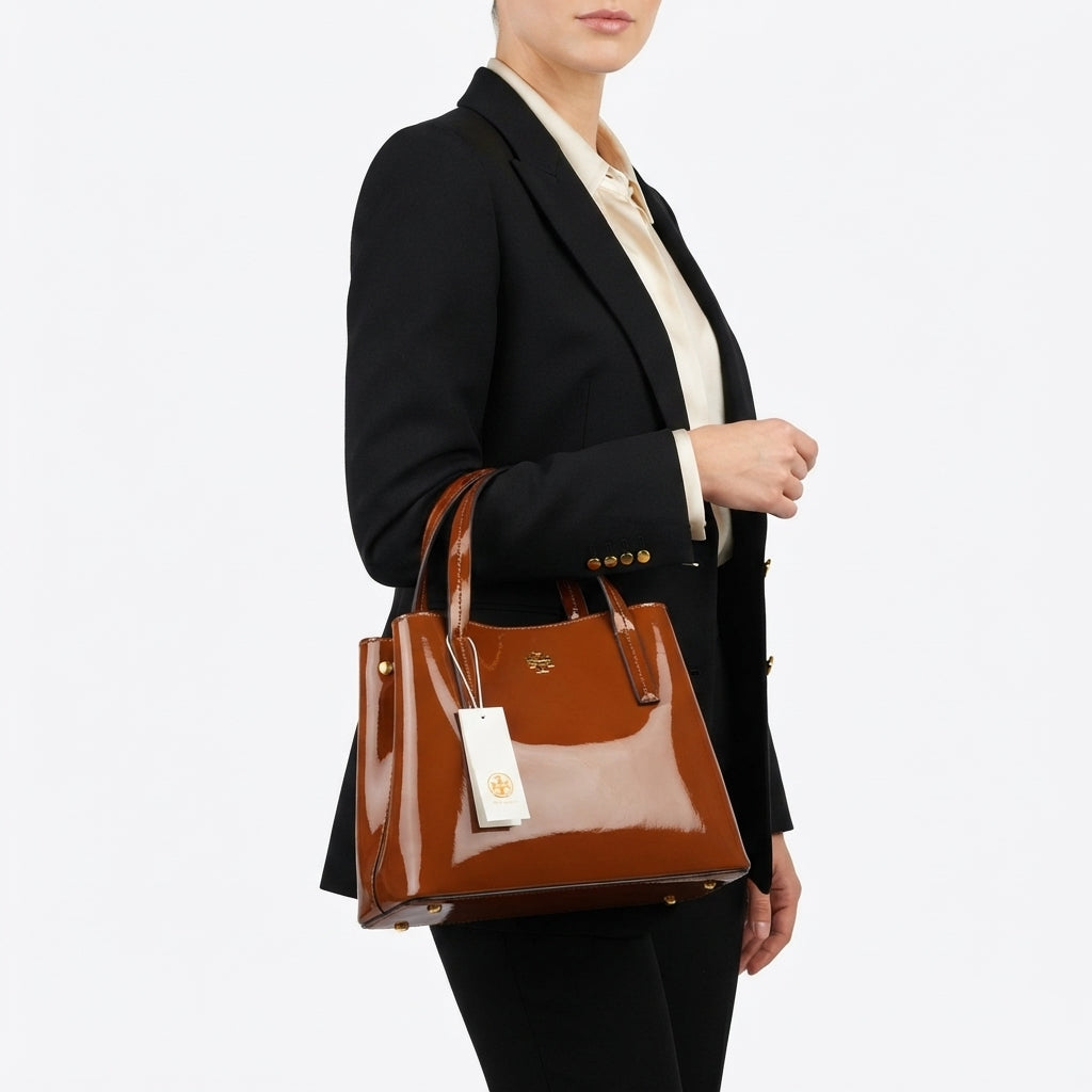 Tory Burch Patent Leather Glossy Structured Handbag