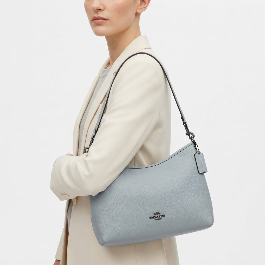Coach Pebble Leather Shoulder Bag in Light Blue