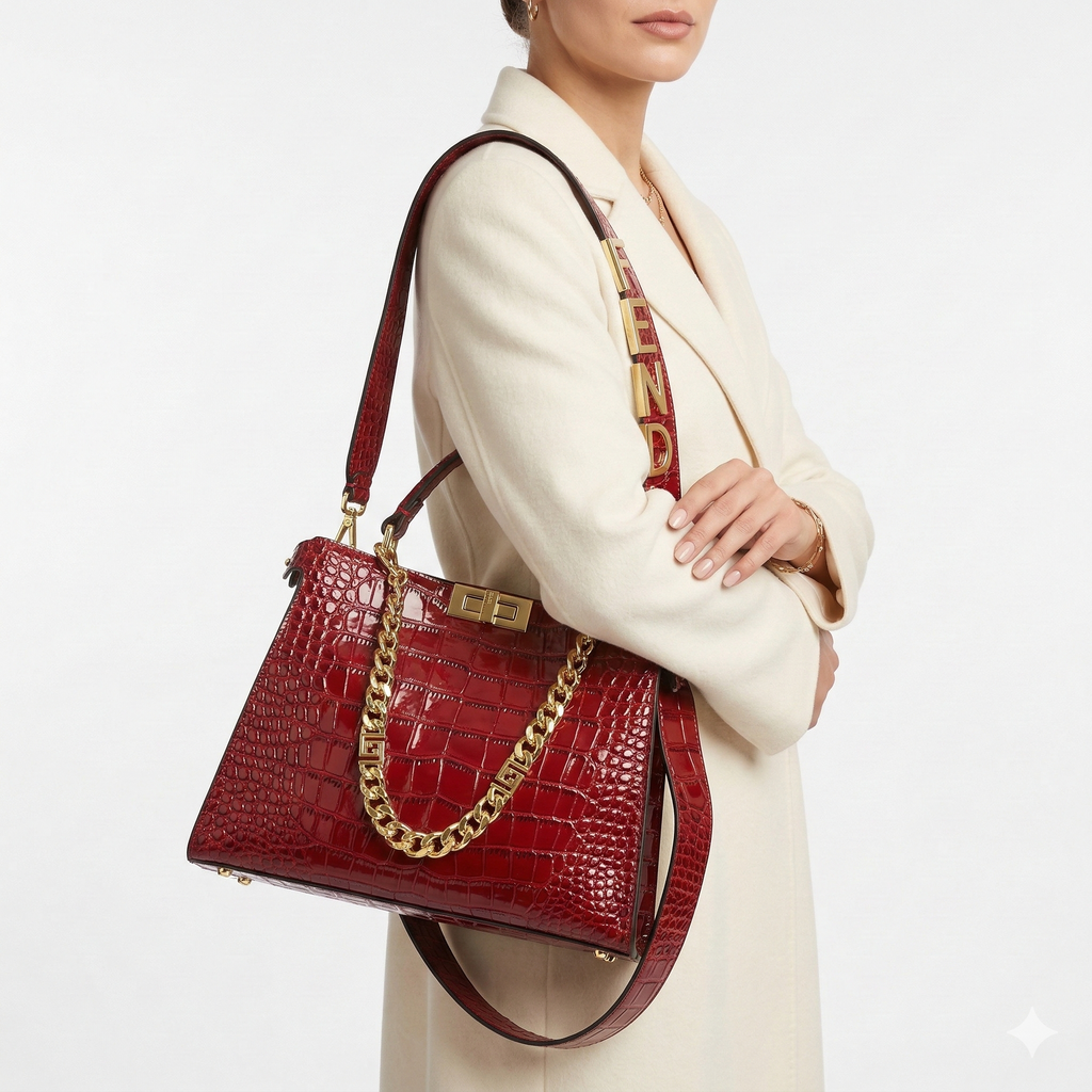 Fendi Red & Black Bag 👜 Chic Designer Tote