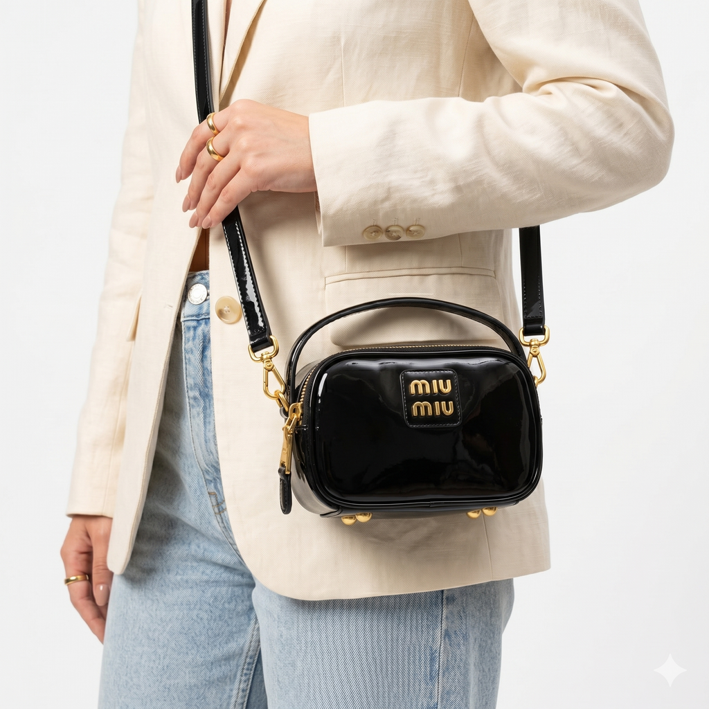 Miu Miu Black Patent Leather Top Handle Bag 🖤✨